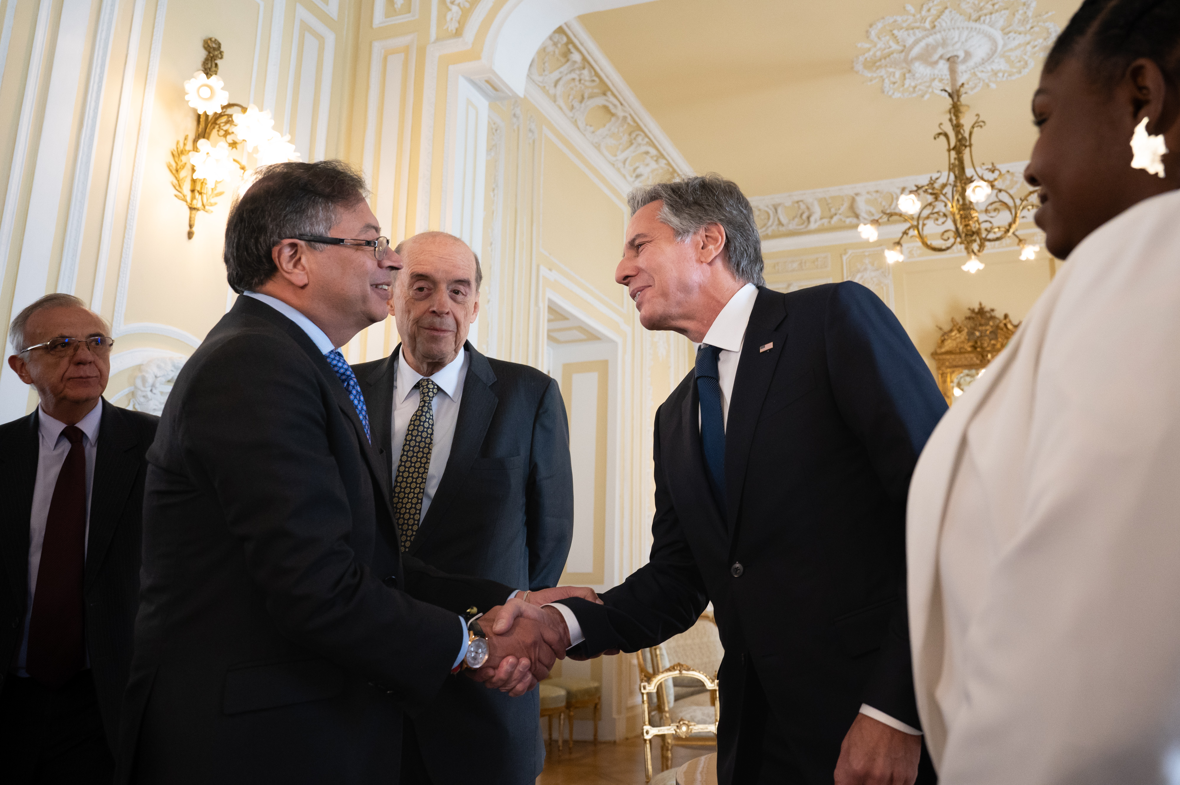 Ministro de Relaciones Exteriores, Álvaro Leyva Durán, recibió en la Casa de Nariño al Secretario de Estado de EE.UU. Antony Blinken