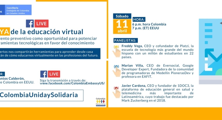 La Embajada de Colombia en Estados Unidos invita al webinar ‘El Ya de la Educación Virtual’ el 11 de abril de 2020