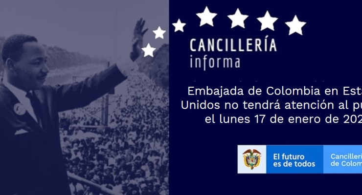 Embajada de Colombia en Estados Unidos no tendrá atención al público el lunes 17 de enero de 2022